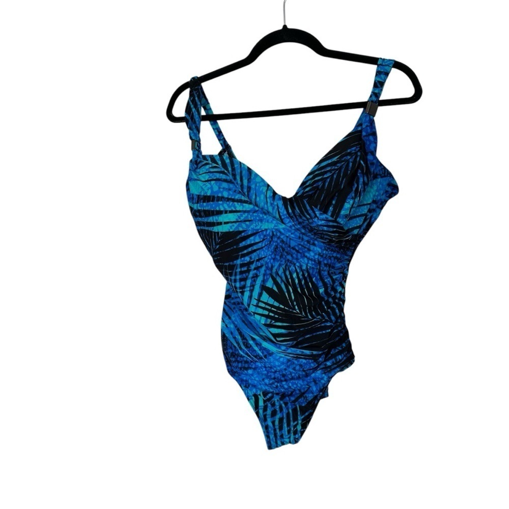 Miraclesuit Siren One Piece in Paka Mayan Women’s Blue/Black Swimsuit Sz 14 GUC